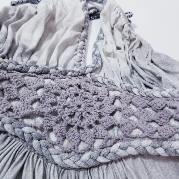 Sky Gray Braided Detail Empire Waist Halter Maxi Dress - Picture 11 of 13